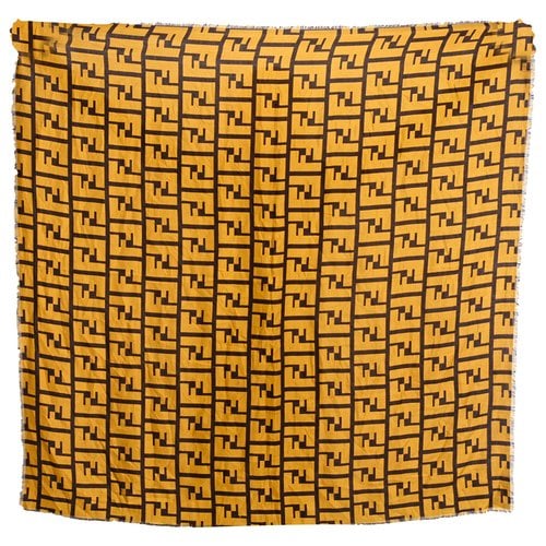 Pre-owned Fendi Wool Silk Handkerchief In Yellow