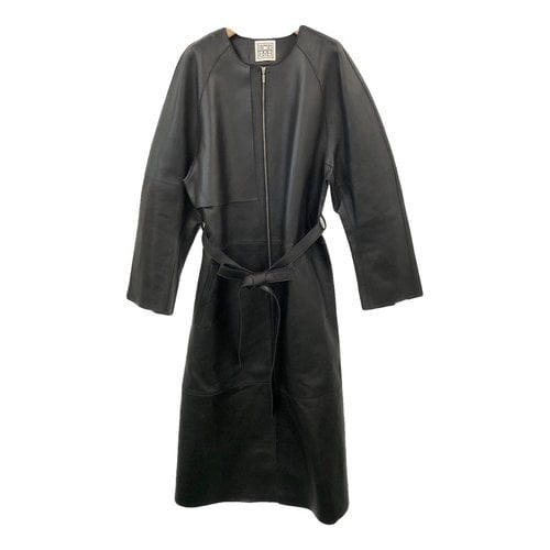 Pre-owned Totême Leather Coat In Black