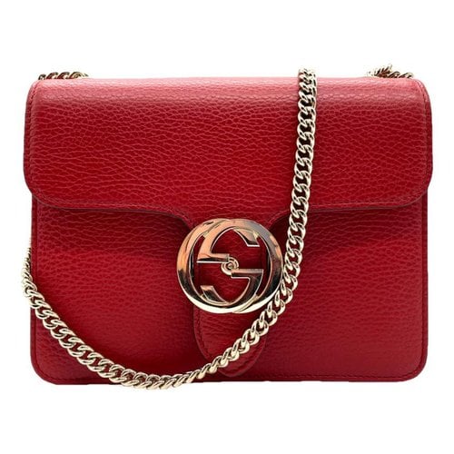Pre-owned Gucci Interlocking Leather Handbag In Red