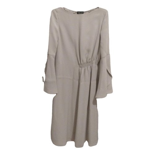 Pre-owned Giorgio Armani Silk Mid-length Dress In Grey
