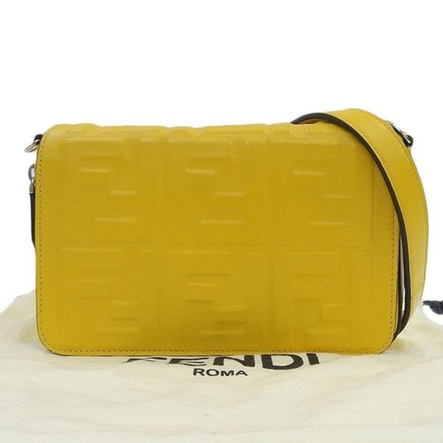Pre-owned Fendi Ff Leather Handbag In Yellow