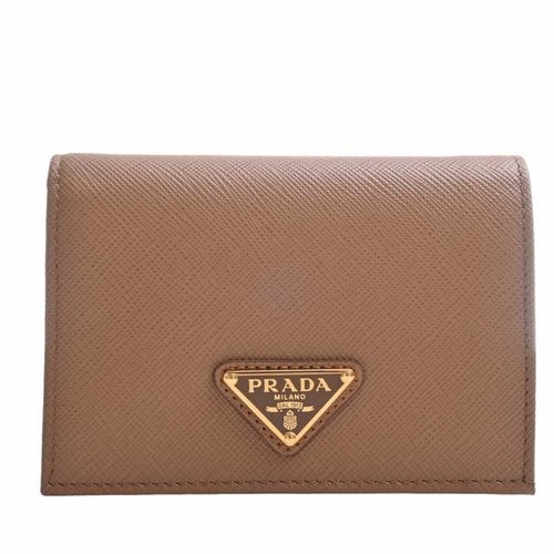 Pre-owned Prada Leather Wallet In Beige