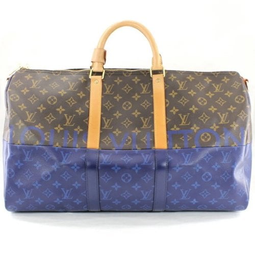 Pre-owned Louis Vuitton Keepall Cloth Travel Bag In Blue