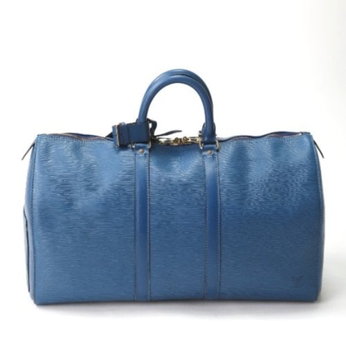 Pre-owned Louis Vuitton Keepall Leather Travel Bag In Blue
