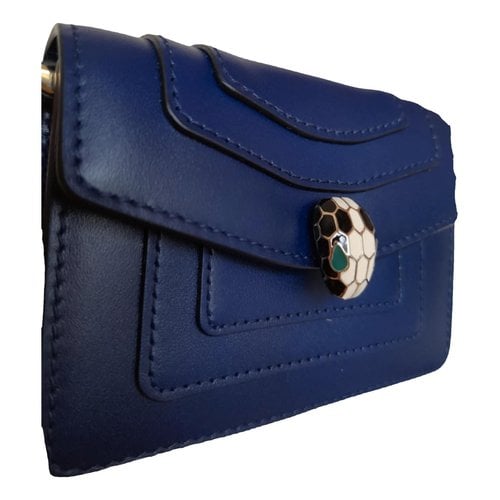 Pre-owned Bvlgari Serpenti Leather Mini Bag In Blue