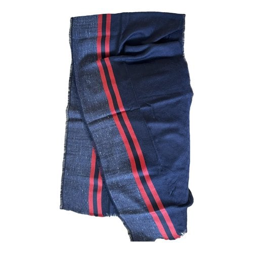 Pre-owned Gucci Wool Scarf & Pocket Square In Navy
