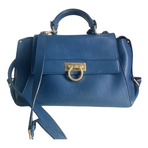 Pre-owned Ferragamo Sofia Leather Bag In Blue