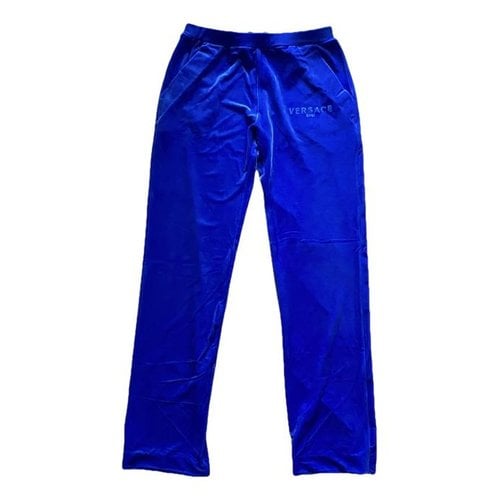 Pre-owned Versace Straight Pants In Blue