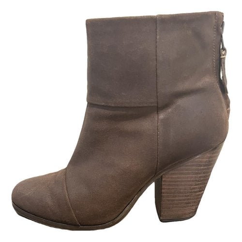 Pre-owned Rag & Bone Leather Ankle Boots In Brown