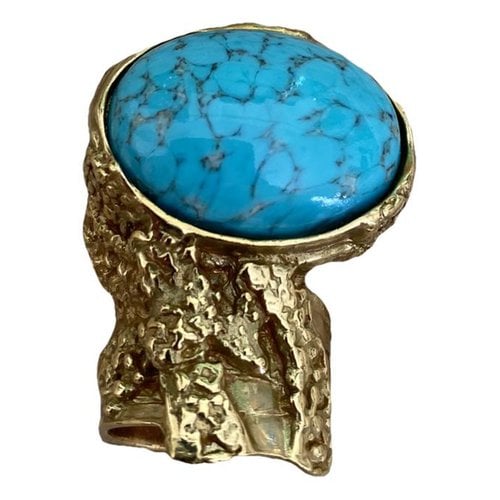 Pre-owned Saint Laurent Arty Ring In Turquoise