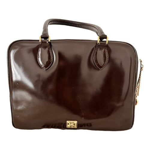 Pre-owned Moschino Patent Leather Handbag In Brown