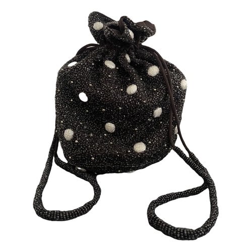 Pre-owned Ganni Glitter Handbag In Black