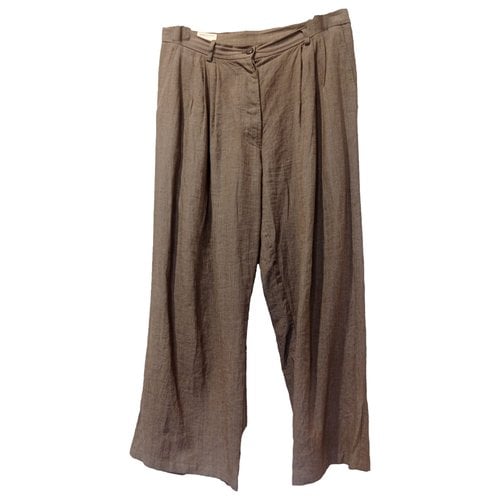 Pre-owned Dries Van Noten Linen Straight Pants In Ecru