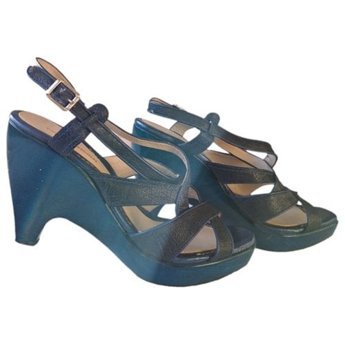 Pre-owned Costume National Leather Heels In Blue