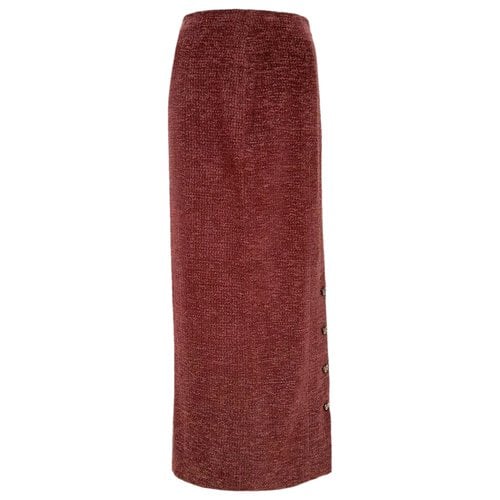 Pre-owned Chanel Wool Maxi Skirt In Burgundy