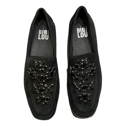 Pre-owned Bibi Lou Leather Flats In Black