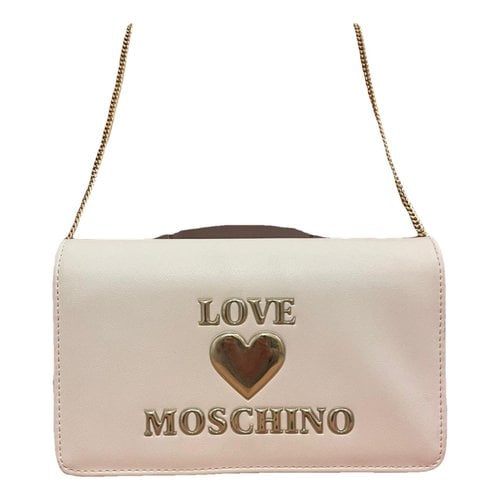 Pre-owned Moschino Love Leather Clutch Bag In White