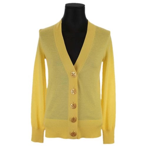 Pre-owned Tory Burch Wool Cardigan In Yellow
