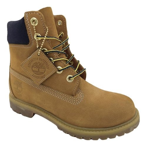 Pre-owned Timberland Leather Snow Boots In Beige