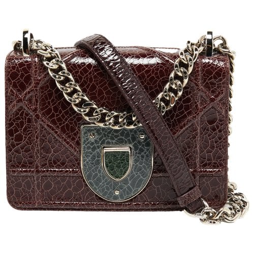 Pre-owned Dior Patent Leather Handbag In Burgundy