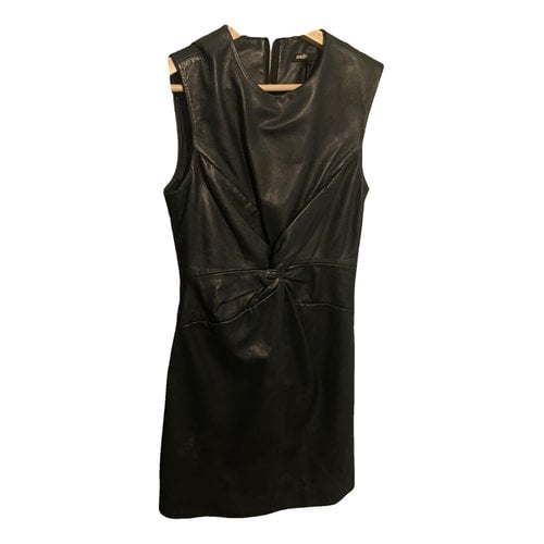 Pre-owned Maje Leather Mini Dress In Green