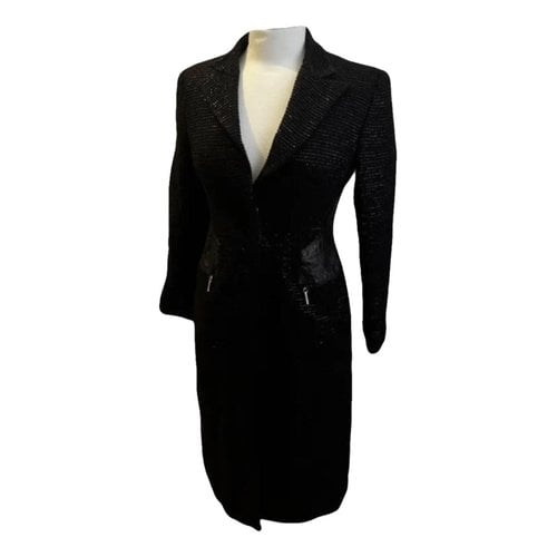 Pre-owned Versace Wool Coat In Black