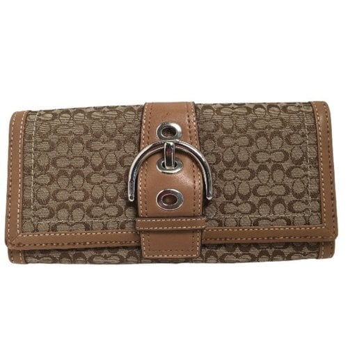Pre-owned Coach Cloth Wallet In Brown