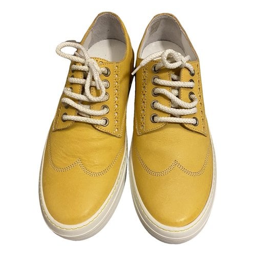 Pre-owned Jimmy Choo Cash Leather Low Trainers In Yellow