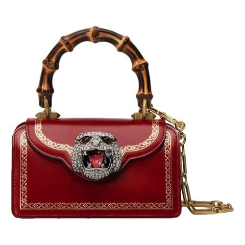 Pre-owned Gucci Convertible Bamboo Top Handle Leather Handbag In Red