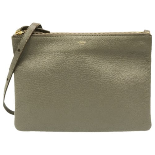 Pre-owned Celine Trio Leather Handbag In Grey