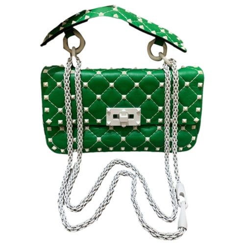 Pre-owned Valentino Garavani Rockstud Spike Leather Crossbody Bag In Green