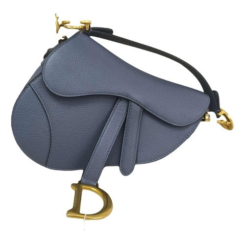 Pre-owned Dior Saddle Leather Handbag In Blue