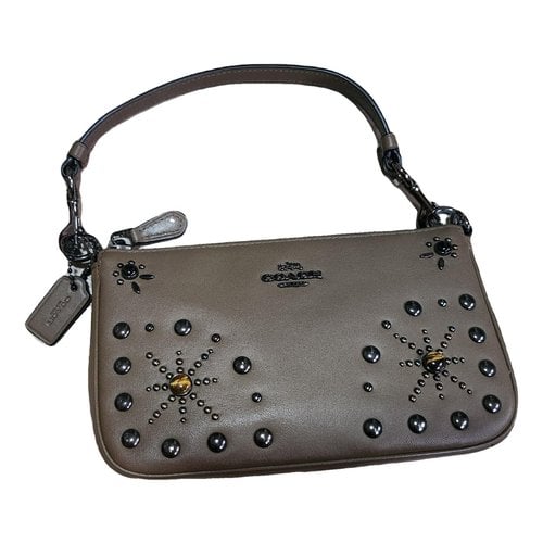Pre-owned Coach Wristlet Nolita 19 Leather Handbag In Brown