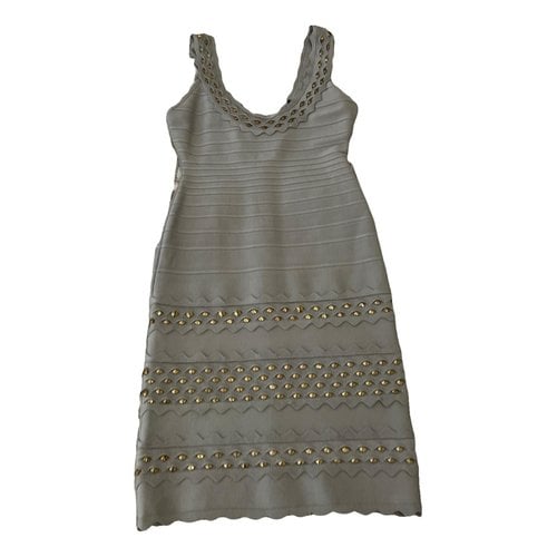 Pre-owned Herve Leger Dress In Grey