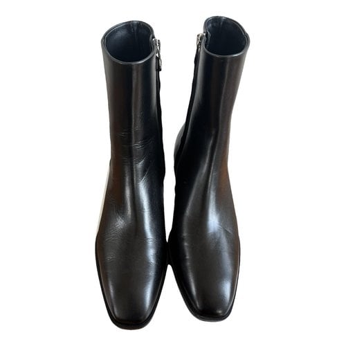 Pre-owned Aeyde Leather Biker Boots In Black