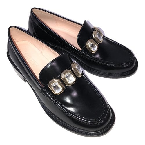 Pre-owned Jcrew Patent Leather Flats In Black