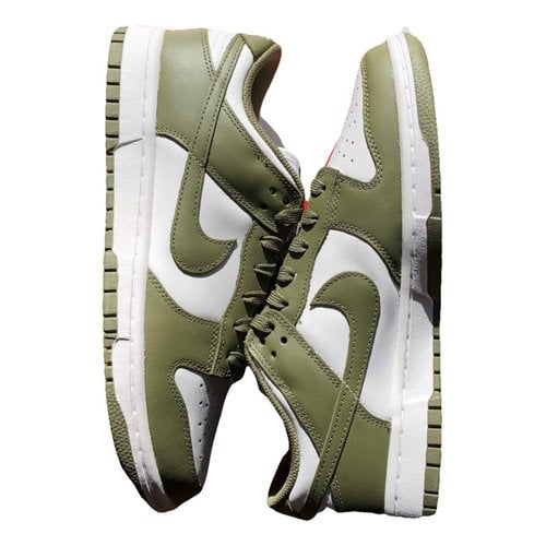 Pre-owned Nike Leather Trainers In Khaki