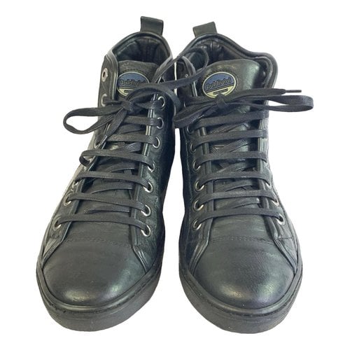 Pre-owned Baldinini Leather High Trainers In Black