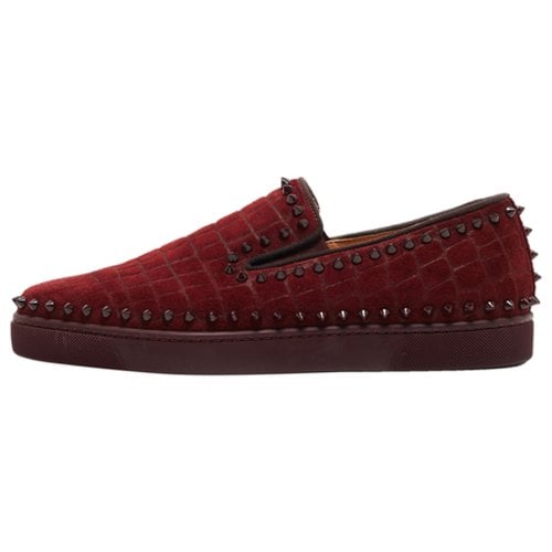 Pre-owned Christian Louboutin Trainers In Burgundy