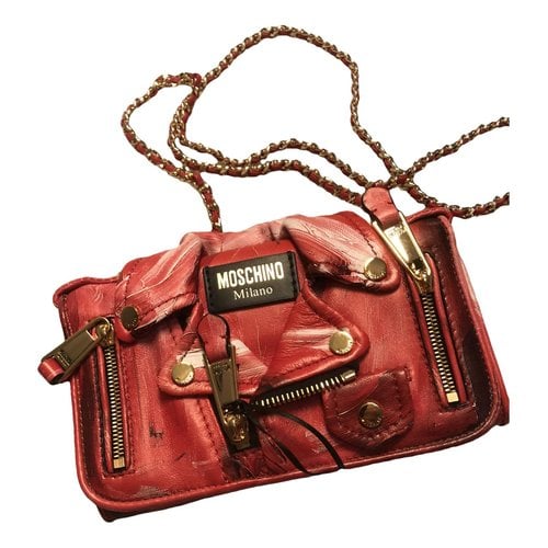Pre-owned Moschino Leather Clutch Bag In Pink