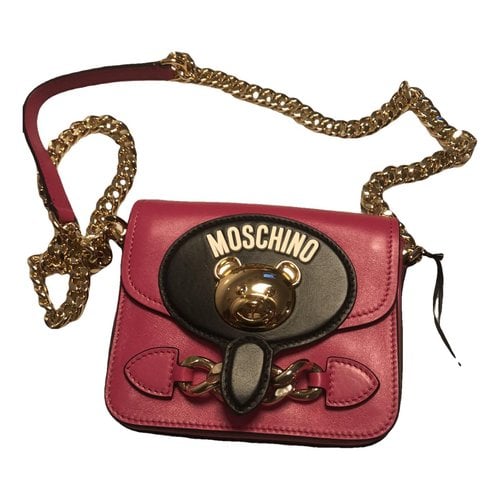 Pre-owned Moschino Leather Clutch Bag In Pink