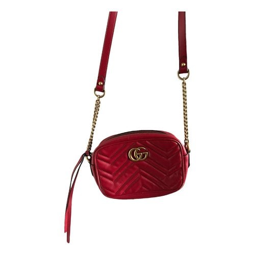Pre-owned Gucci Gg Marmont Triple Zip Leather Crossbody Bag In Red