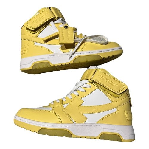 Pre-owned Off-white Leather High Trainers In Yellow