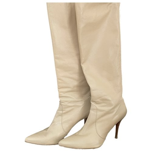 Pre-owned Michael Kors Leather Boots In Ecru