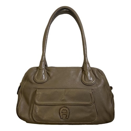 Pre-owned Aigner Leather Handbag In Green