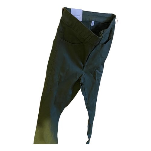 Pre-owned Vila Leather Trousers In Green
