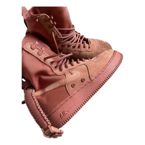 Pre-owned Nike Sf Air Force 1 Cloth Lace Up Boots In Red
