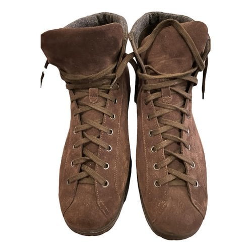 Pre-owned Vibram Pony-style Calfskin Boots In Brown