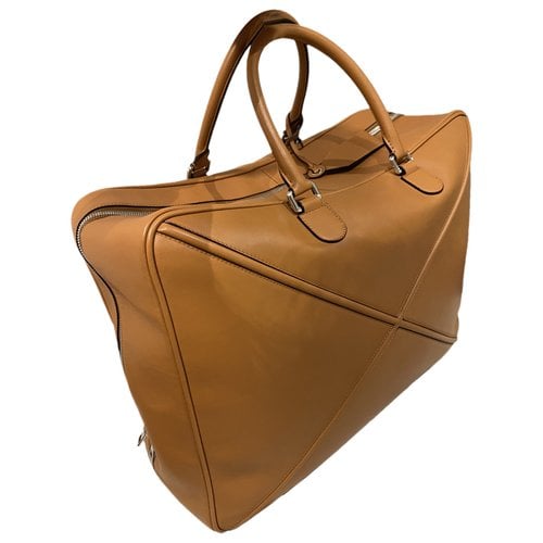 Pre-owned Loewe Vegan Leather Travel Bag In Camel