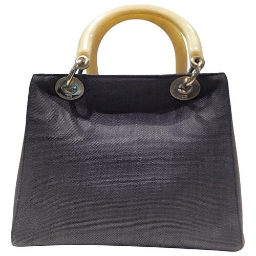 Pre-owned Dior Linen Handbag In Black